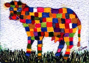 "Patchwork Cow" by Gilma Arenas, Madison WI - Mixed Media (NFS)